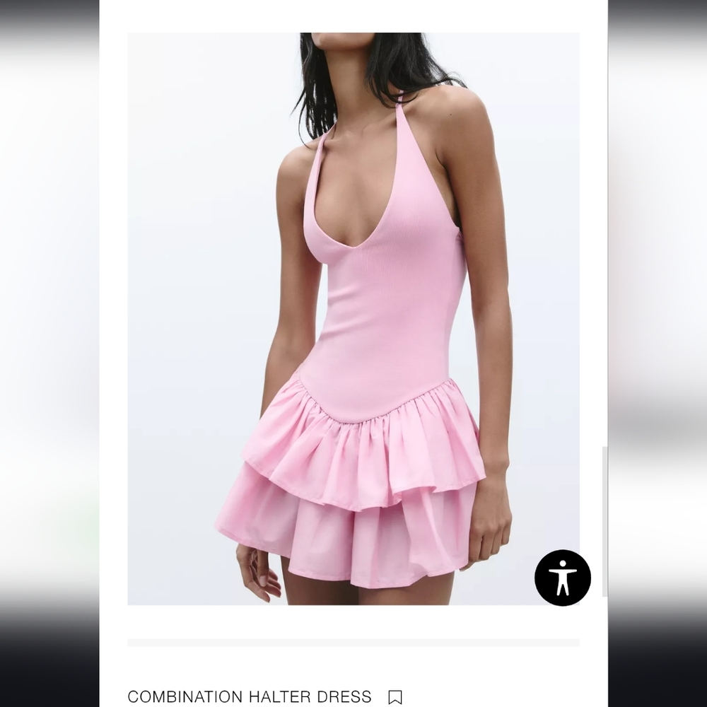 Zara Light Pink Flared Mini Dress